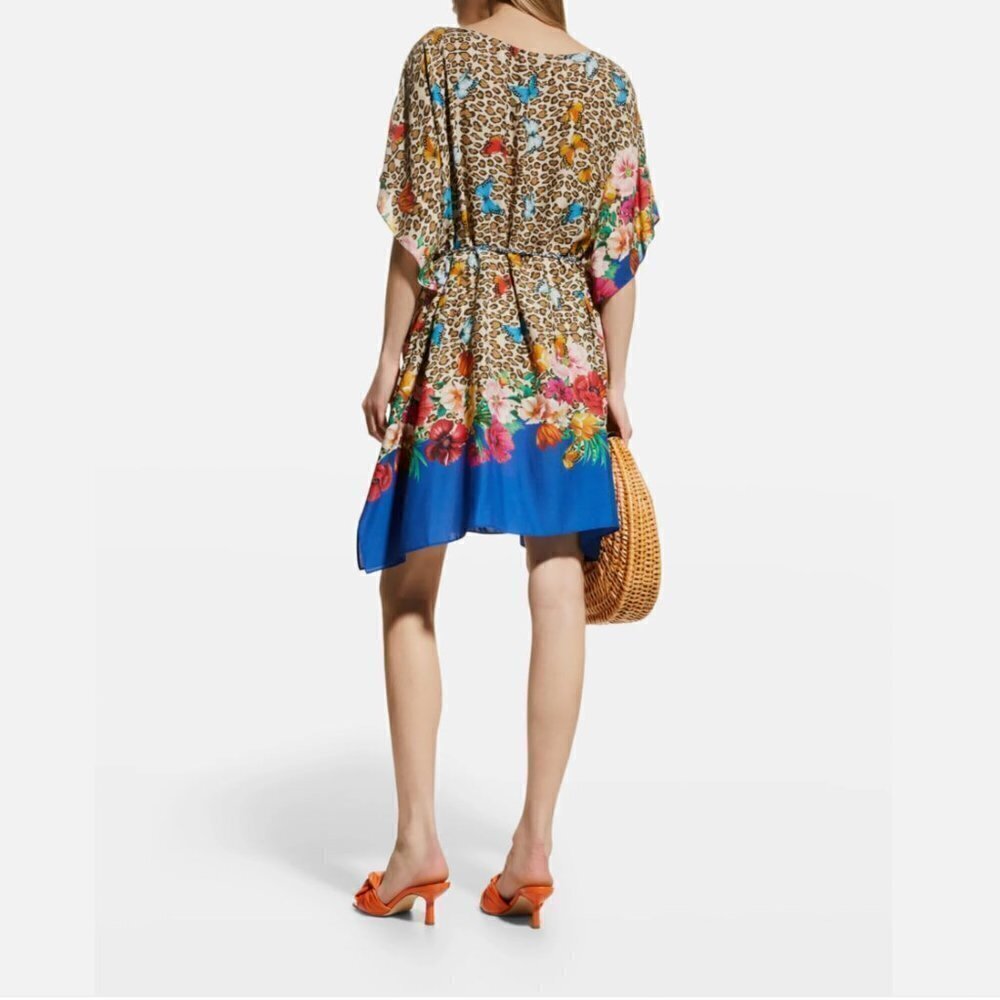 Johnny Was Fleur Butterfly-Print Short Kaftan Dress - Picture 2 of 8